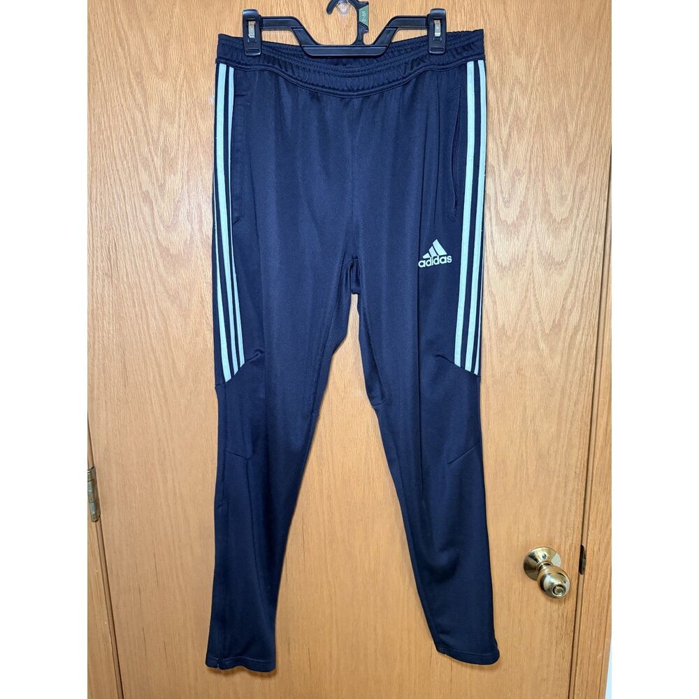 Adidas Women's Climacool Track Pants Black With White Stripes Zip Leg Size L